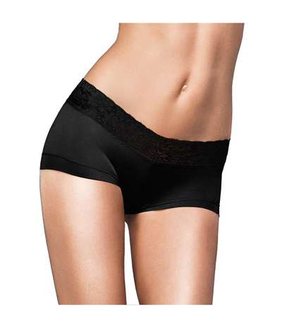 Cotton Boyshort with Lace  Black – Svarta Boxertrosor från Maidenform