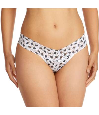 Spot Low Rise Thong White Pattern-2 – Vita Stringtrosor från Hanky Panky